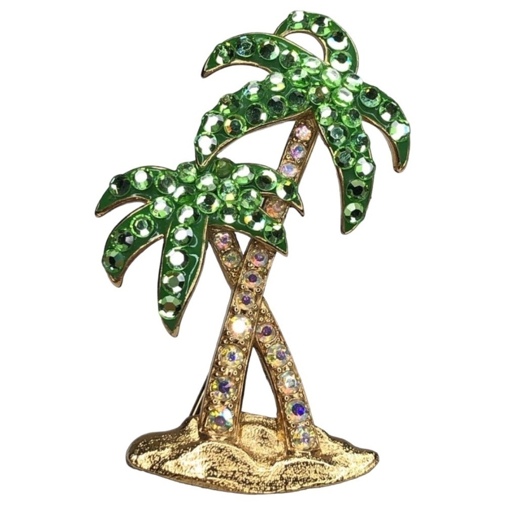 Vintage Suzanne Bjontegard Palm Tree Aurora Borealis Pin